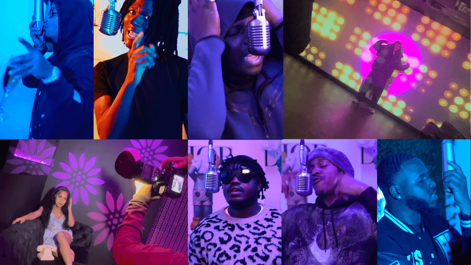 Artists creating music content at Lush Recording Studio — montage